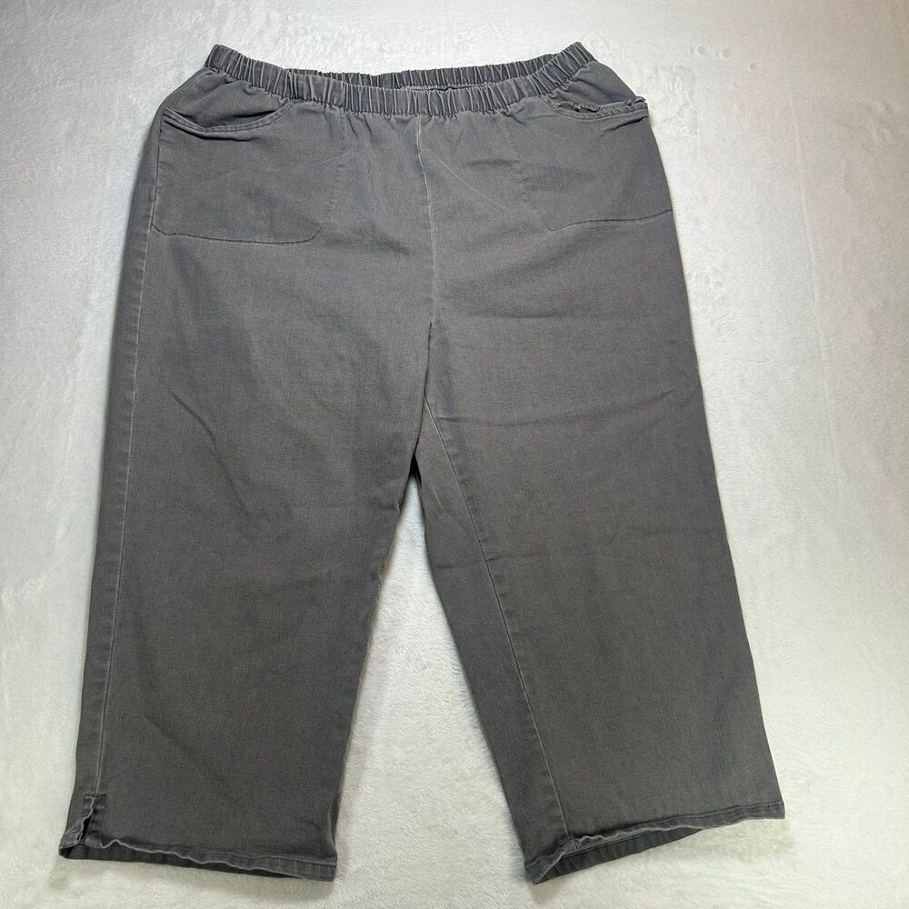 Woman Within Women's Plus Size 22W Pull-On Gray Capri Pants Elastic Waist Pocket